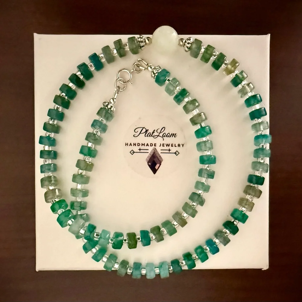 Heishi Agate Beads on Sterling Silver Necklace - Picture 9 of 10